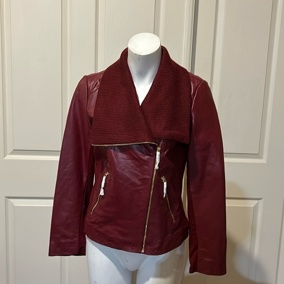 IMAN Leather and fabric Jacket. NWT Small - Picture 2 of 10